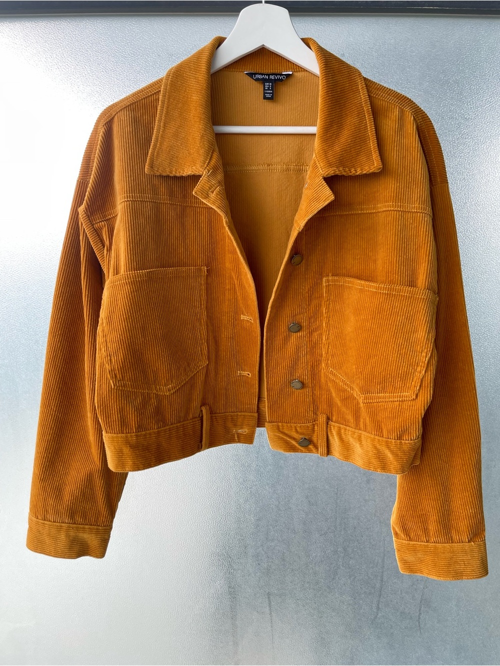 Urban Revivo Women's Corduroy Crop Jacket - Rust Orange